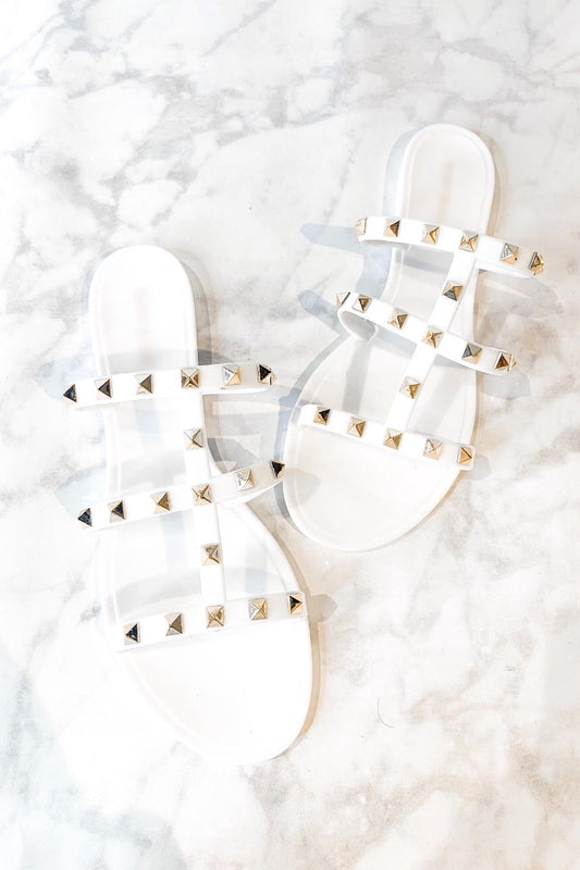 Jelly Stud Sandals - White