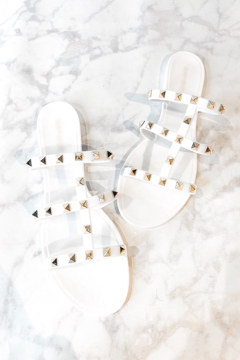Jelly Stud Sandals - White