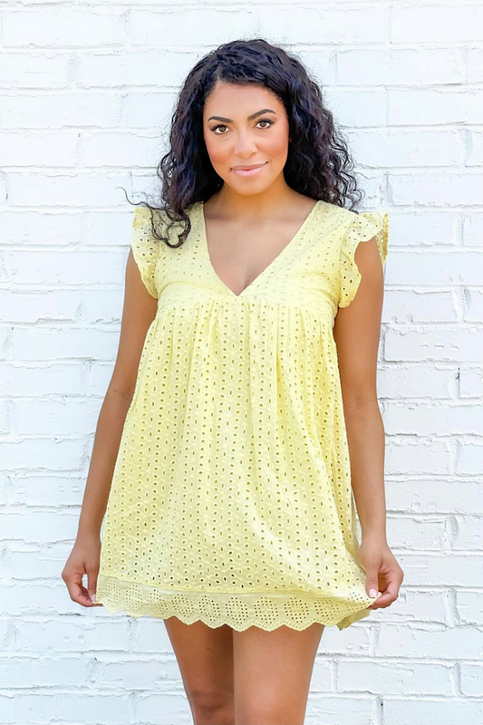 Embroidered Lace Romper - Lemonade