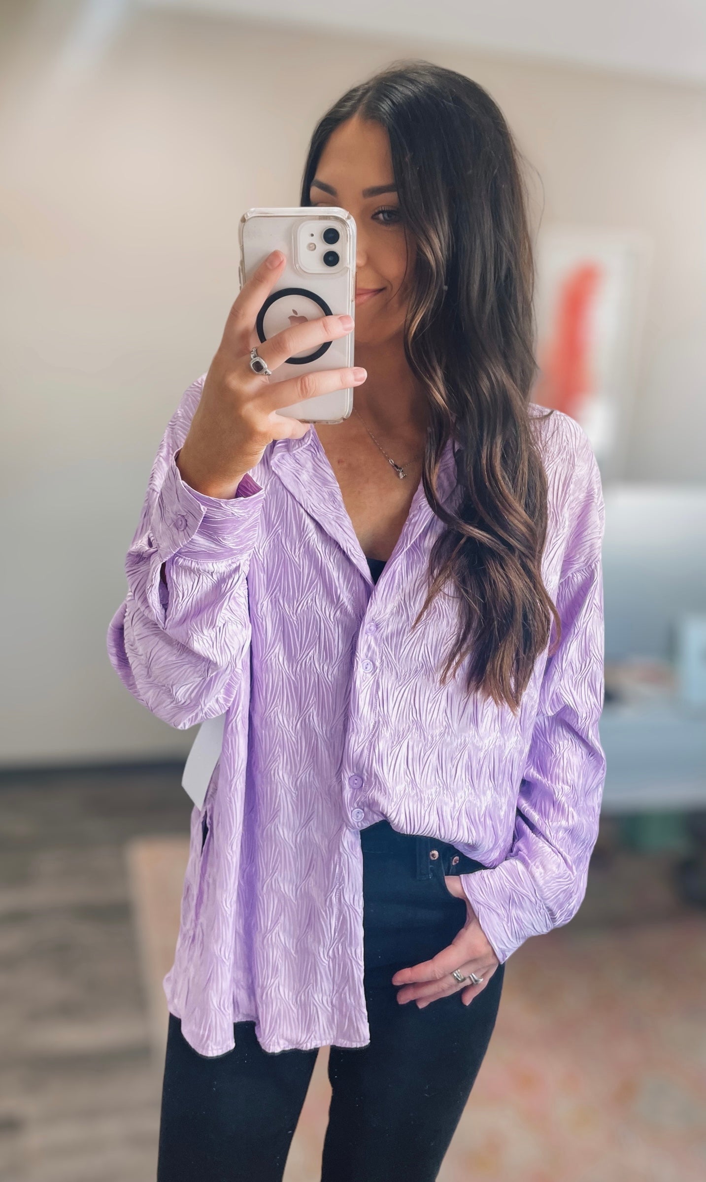 Lavender Textured Woven Top