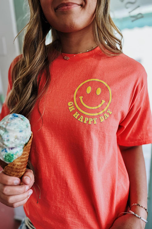 Oh Happy Day Tee - Coral