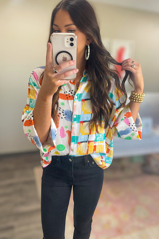 Abstract Button Up Shirt