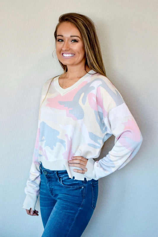 Color Pop Camouflage Sweater