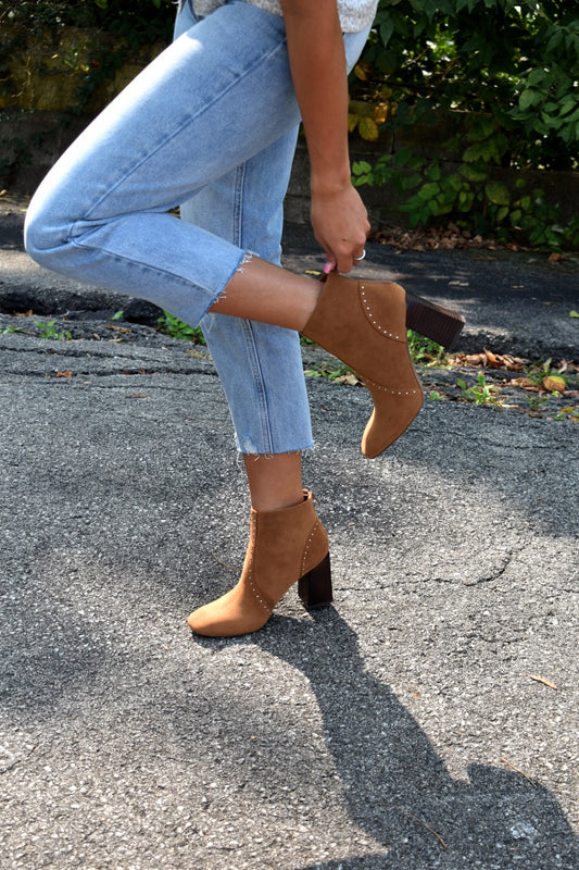 Studded Bootie - Camel