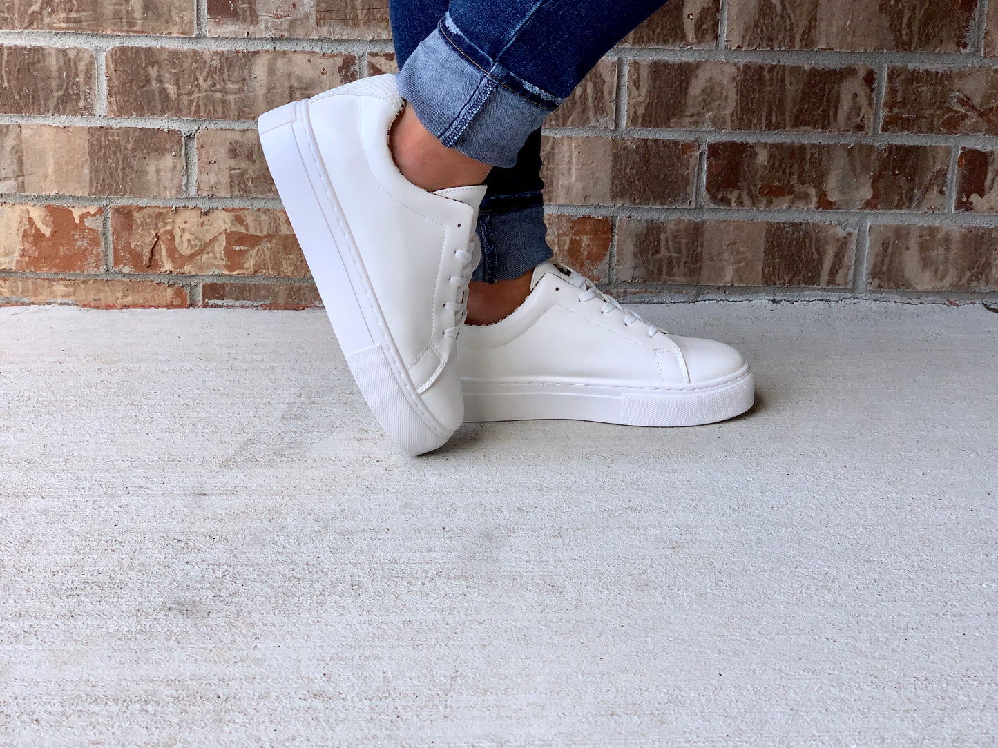 White Leather Platform Sneakers