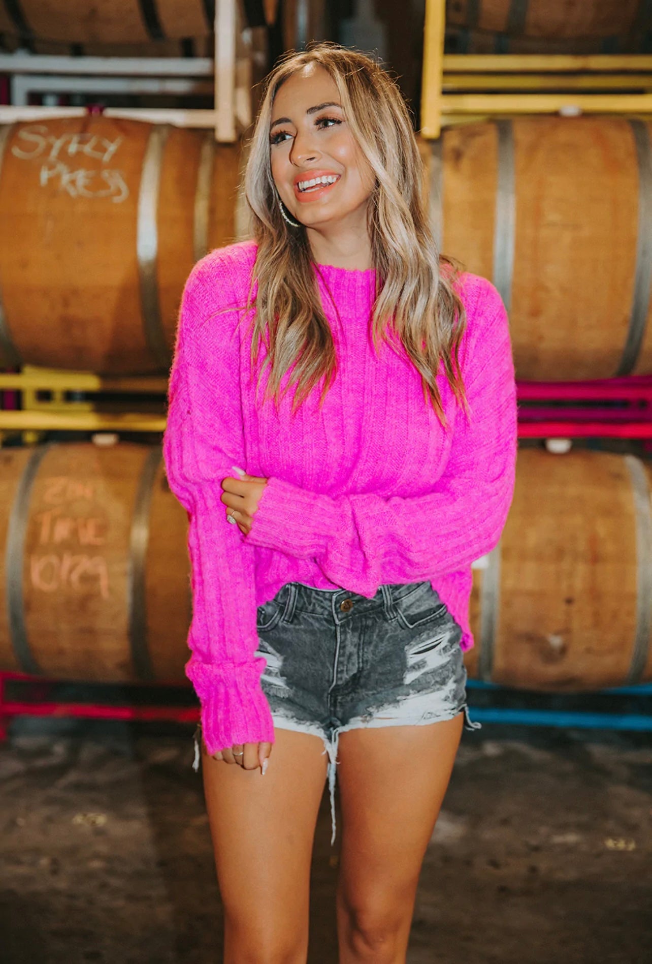 Hadley Knit Sweater - Ultra Pink