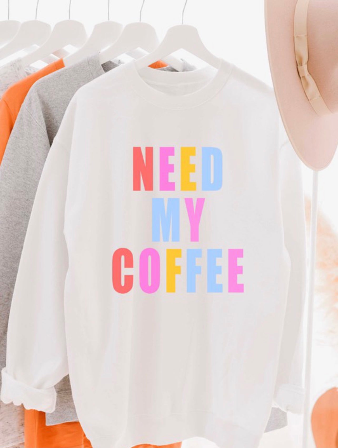 Need My Coffee Sweatshirt - White