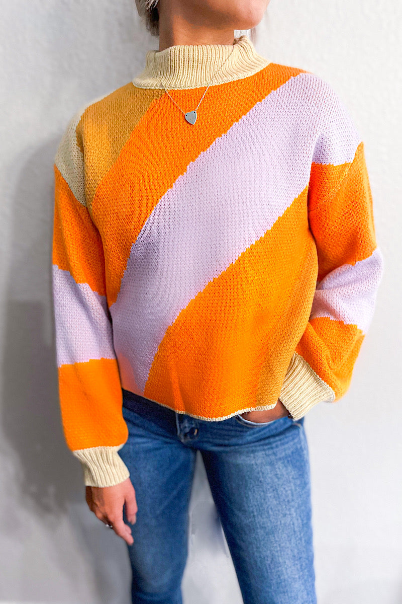 Orange Colorblock Sweater